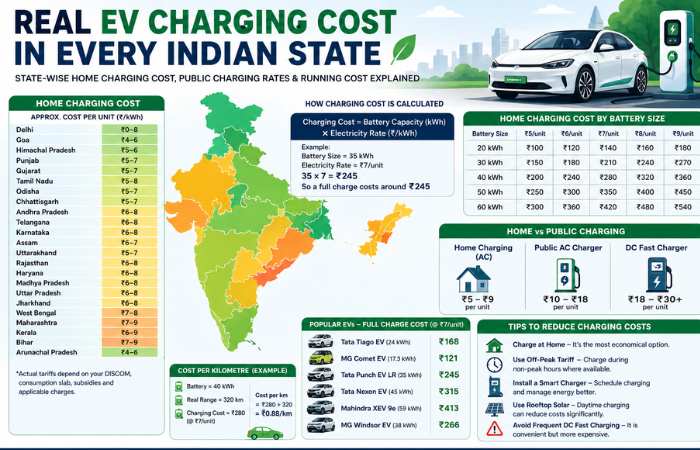 Real EV Charging Cost in Every Indian State